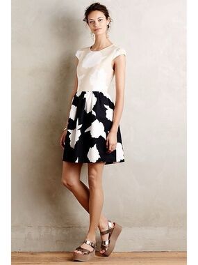 NWT Anthropologie Troubadour Flare Dress | Neutral Tones